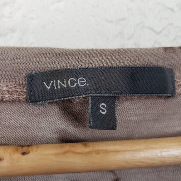 Vince Women's Crew Brown & Tan Tie Dye Splatter Pocket Folded Oversize Shirt S - Picture 10 of 16